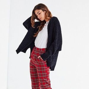 UO Navy Plush Chenille Cardigan